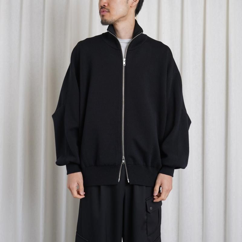 25S/Sۡssstein 奿 OVERSIZED DOUBLE KNIT ZIP JACKET / BLACK