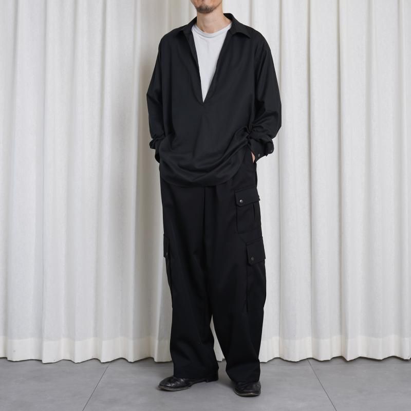 25S/Sۡssstein 奿 C/SI TWILL OVERSIZED SKIPPER SHIRT / BLACK