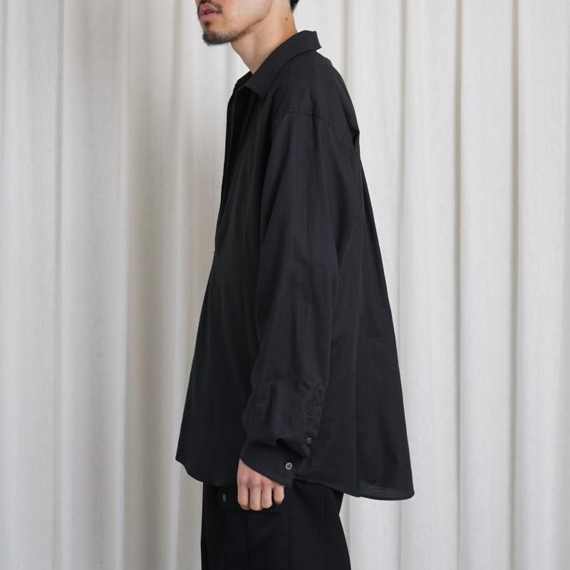 25S/Sۡssstein 奿 C/SI TWILL OVERSIZED SKIPPER SHIRT / BLACK