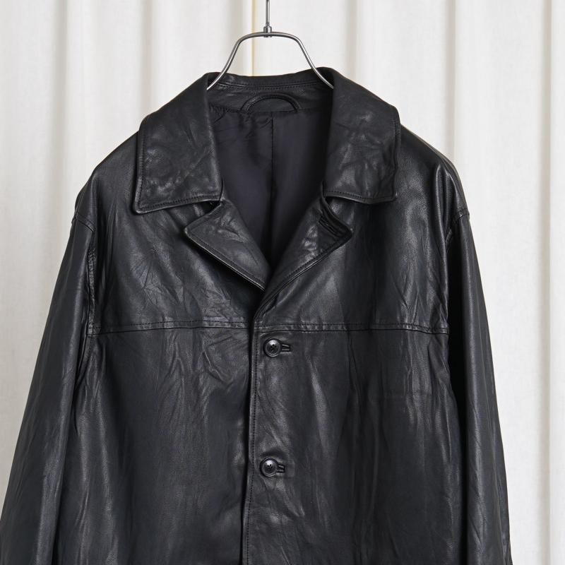 25S/SۡYOKE 衼 GOAT LEATHER CAR COAT / BLACK 