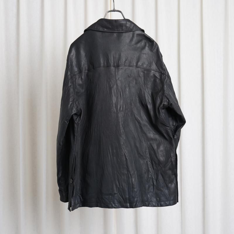 25S/SۡYOKE 衼 GOAT LEATHER CAR COAT / BLACK 