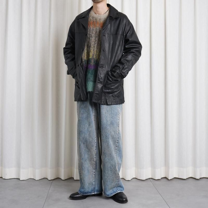 25S/SۡYOKE 衼 GOAT LEATHER CAR COAT / BLACK 