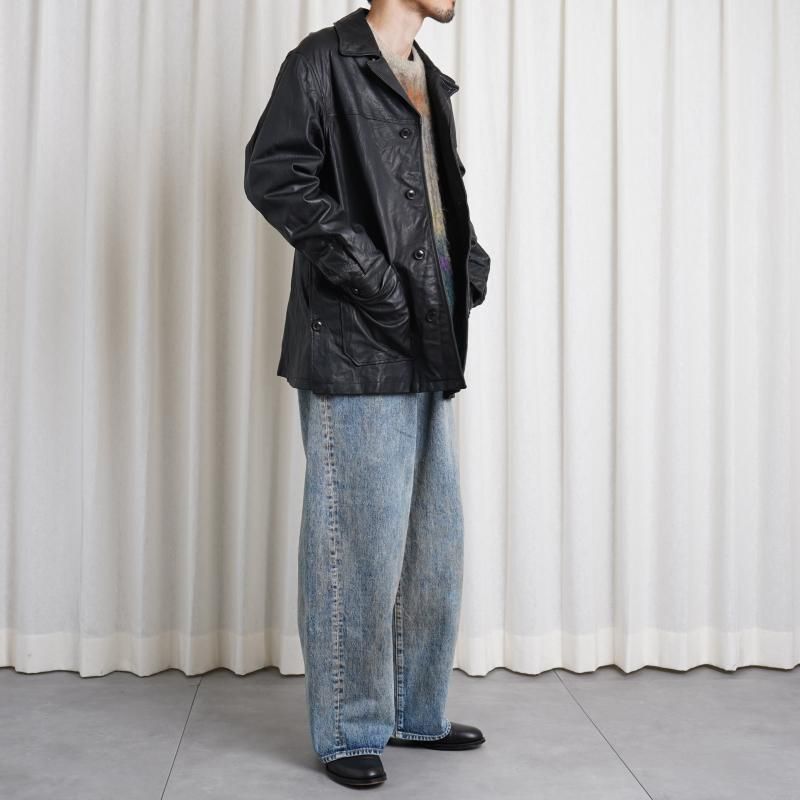 25S/SۡYOKE 衼 GOAT LEATHER CAR COAT / BLACK 
