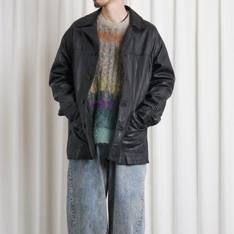 25S/SۡYOKE 衼 GOAT LEATHER CAR COAT / BLACK 