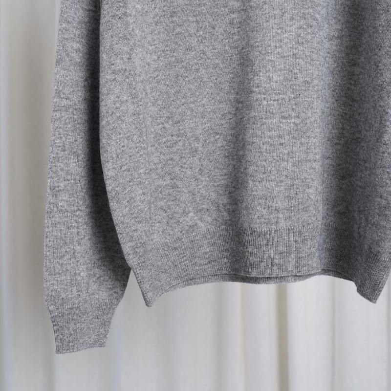25S/SۡAURALEE ꡼SUPER FINE CASHMERE SILK KNIT SKIPPER POLO / TOP GRAY