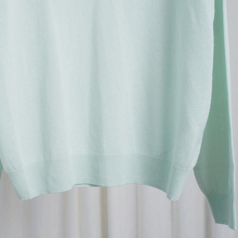 25S/SۡAURALEE ꡼SUPER FINE CASHMERE SILK KNIT SKIPPER POLO / WHITE GREEN