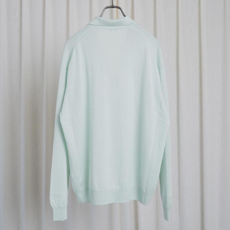 25S/SۡAURALEE ꡼SUPER FINE CASHMERE SILK KNIT SKIPPER POLO / WHITE GREEN