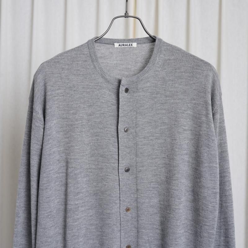 25S/SۡAURALEE ꡼HARD TWIST CASHMERE KNIT CARDIGAN / TOP GRAY