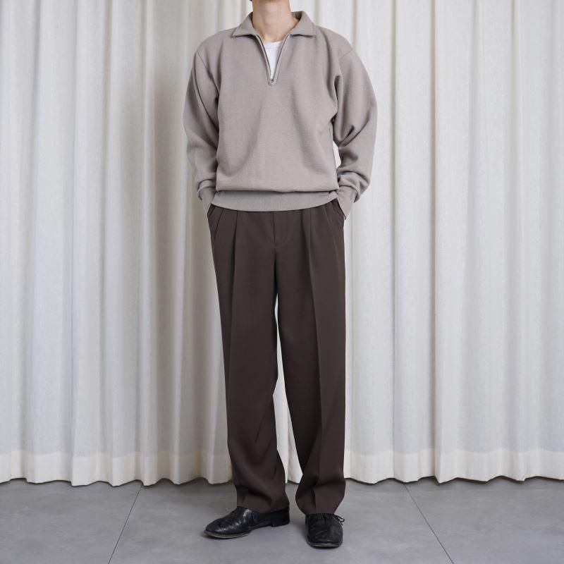 25S/SۡAURALEE ꡼ LIGHT WOOL MAX GABARDINE TWO-TUCK SLACKS / DARK BROWN