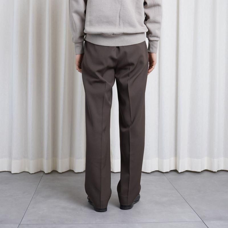 25S/SۡAURALEE ꡼ LIGHT WOOL MAX GABARDINE TWO-TUCK SLACKS / DARK BROWN