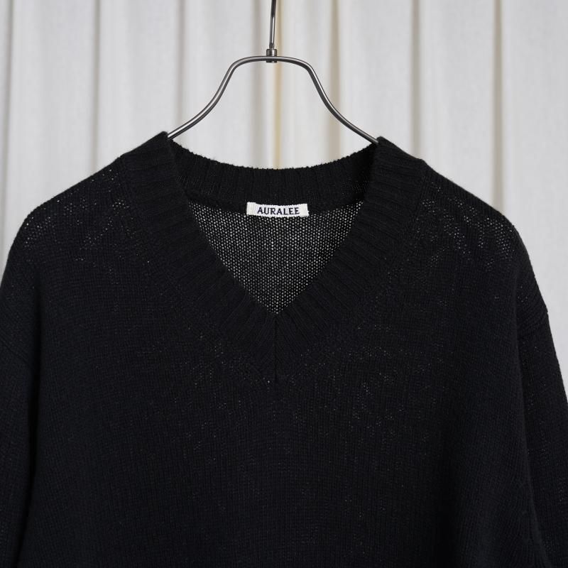 25S/SۡAURALEE ꡼SUMMER CASHMERE KNIT V-NECK P/O / BLACK
