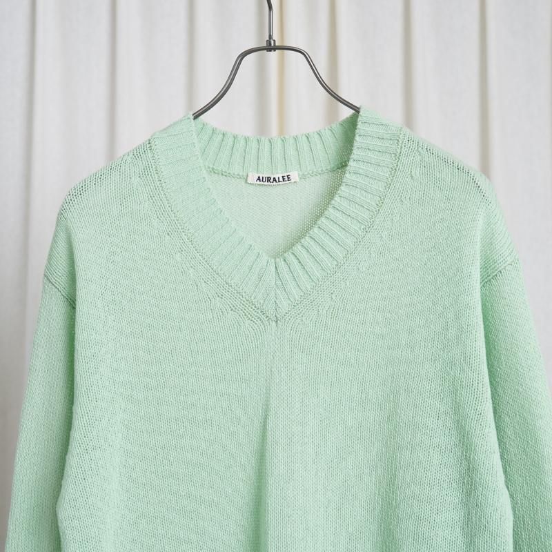 25S/SۡAURALEE ꡼SUMMER CASHMERE KNIT V-NECK P/O / LIGHT GREEN