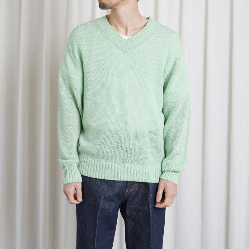 25S/SۡAURALEE ꡼SUMMER CASHMERE KNIT V-NECK P/O / LIGHT GREEN