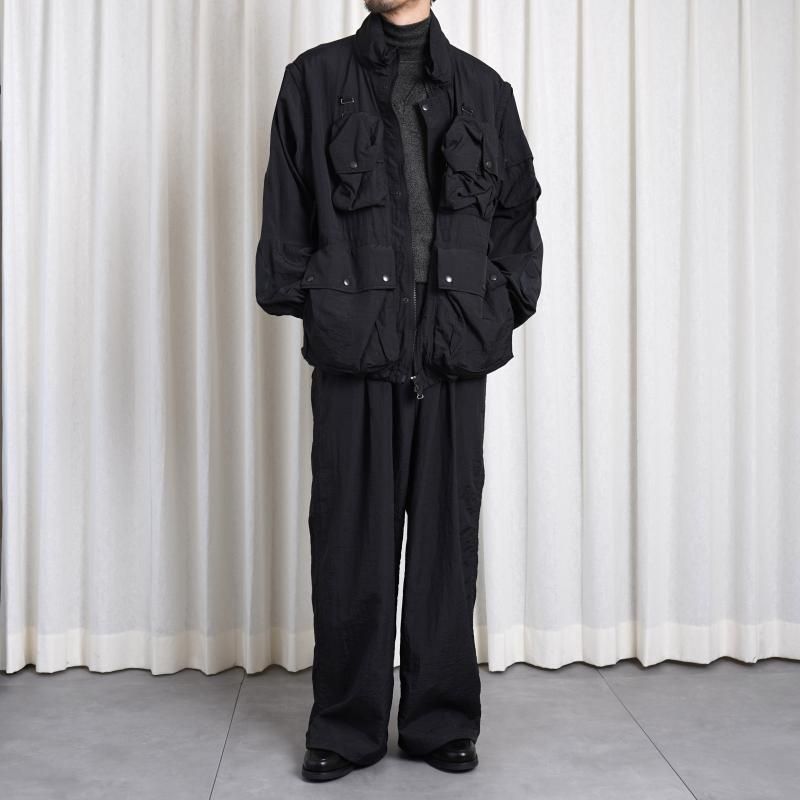 25S/SۡYOKE  衼NYLON 3PLEATED WIDE-LEG EASY TROUSERS / BLACK