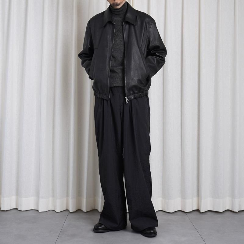25S/SۡYOKE  衼NYLON 3PLEATED WIDE-LEG EASY TROUSERS / BLACK