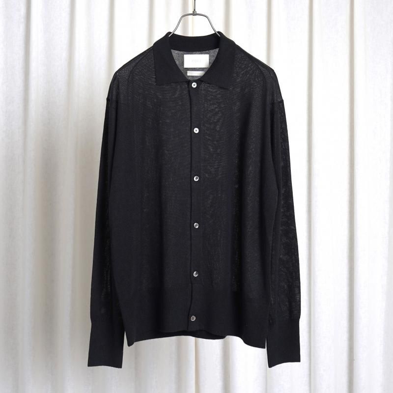 25S/SۡYOKE 衼SILK CASHMERE SHEER SHIRT CARDIGAN / BLACK
