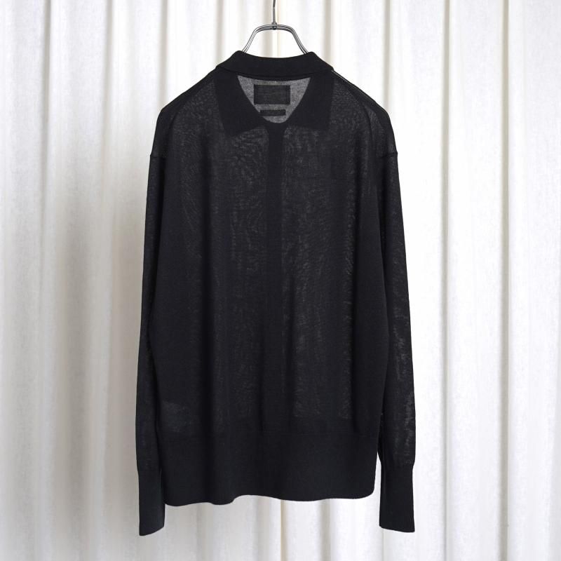 25S/SۡYOKE 衼SILK CASHMERE SHEER SHIRT CARDIGAN / BLACK