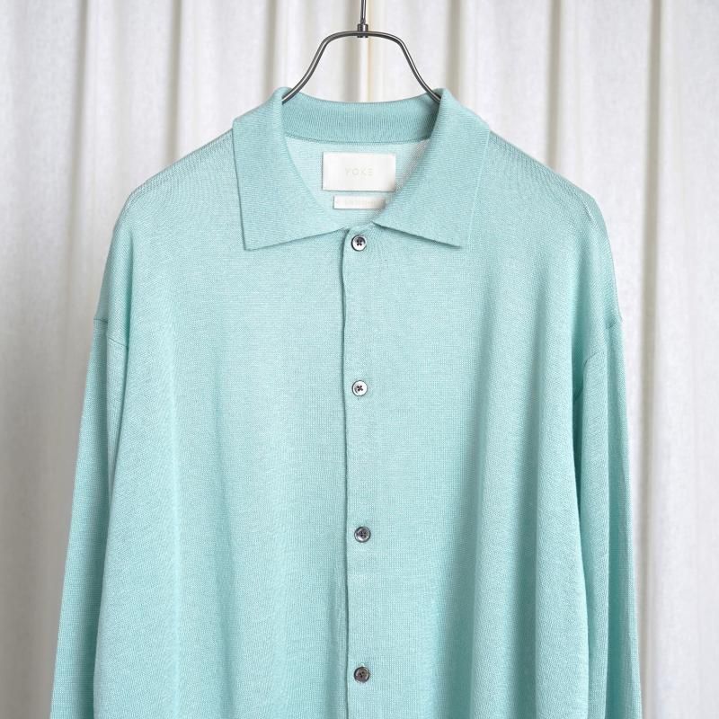 25S/SۡYOKE 衼SILK CASHMERE SHEER SHIRT CARDIGAN / MIST GREEN