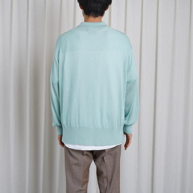 25S/SۡYOKE 衼SILK CASHMERE SHEER SHIRT CARDIGAN / MIST GREEN