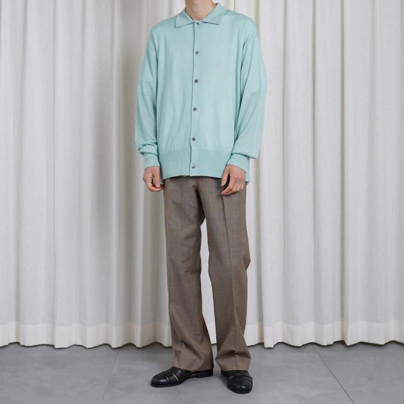 25S/SۡYOKE 衼SILK CASHMERE SHEER SHIRT CARDIGAN / MIST GREEN