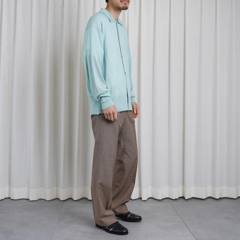 25S/SۡYOKE 衼SILK CASHMERE SHEER SHIRT CARDIGAN / MIST GREEN