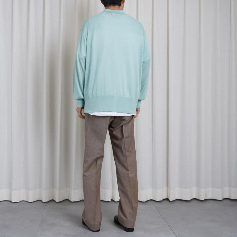 25S/SۡYOKE 衼SILK CASHMERE SHEER SHIRT CARDIGAN / MIST GREEN