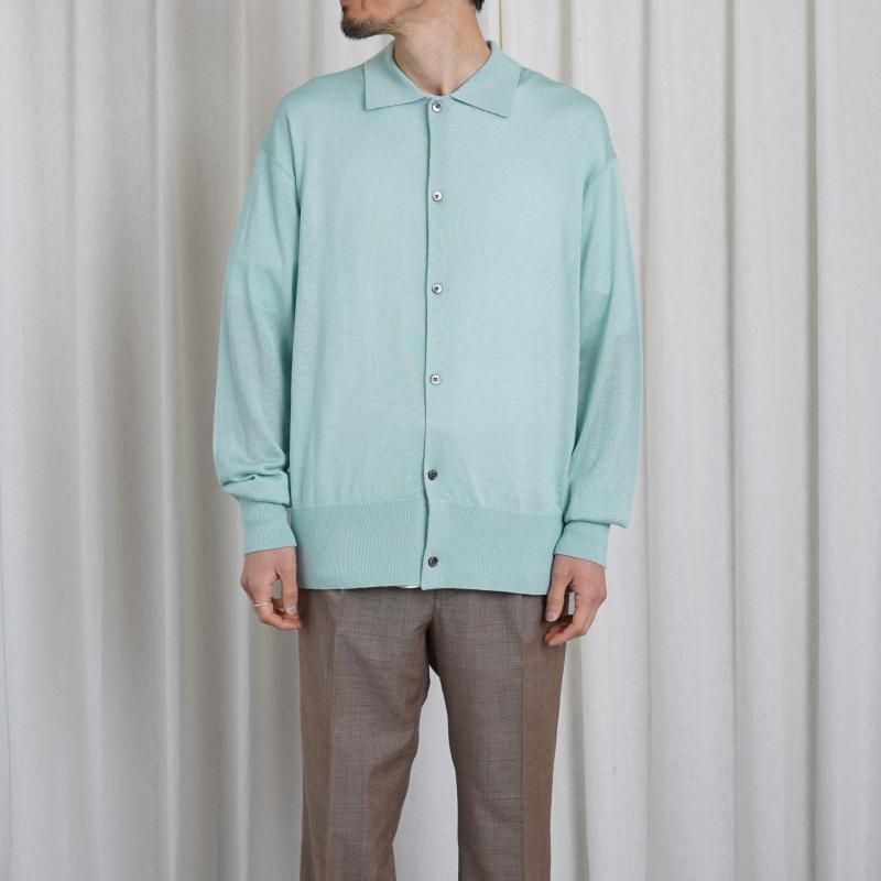 25S/SۡYOKE 衼SILK CASHMERE SHEER SHIRT CARDIGAN / MIST GREEN