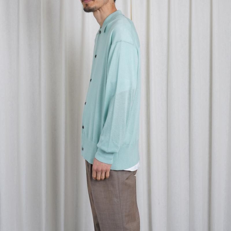 25S/SۡYOKE 衼SILK CASHMERE SHEER SHIRT CARDIGAN / MIST GREEN