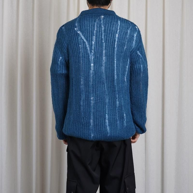 25S/SۡYOKE 衼SILK MOHAIR SKIPPER SWEATER / PEACOCK