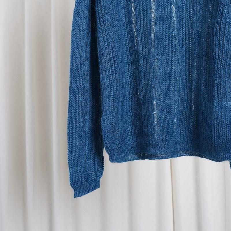 25S/SۡYOKE 衼SILK MOHAIR SKIPPER SWEATER / PEACOCK