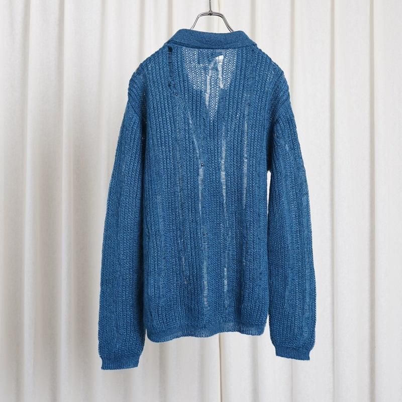 25S/SۡYOKE 衼SILK MOHAIR SKIPPER SWEATER / PEACOCK