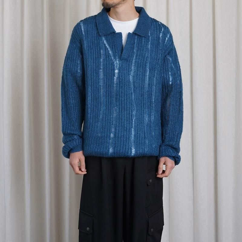 25S/SۡYOKE 衼SILK MOHAIR SKIPPER SWEATER / PEACOCK