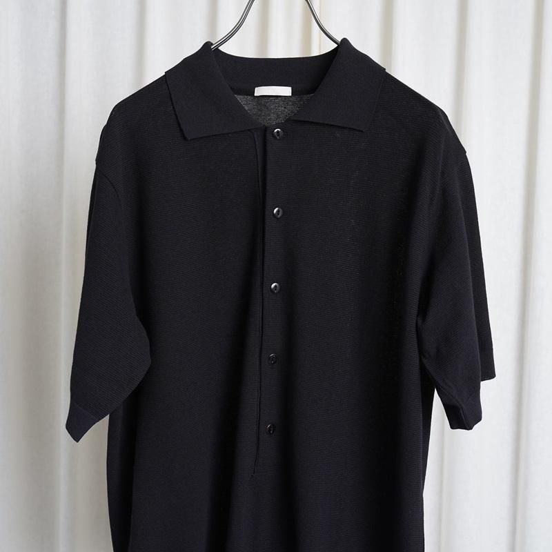 25S/S ULTERIOR ƥꥢ TWISTED COTTON KNIT P/S / BLACK