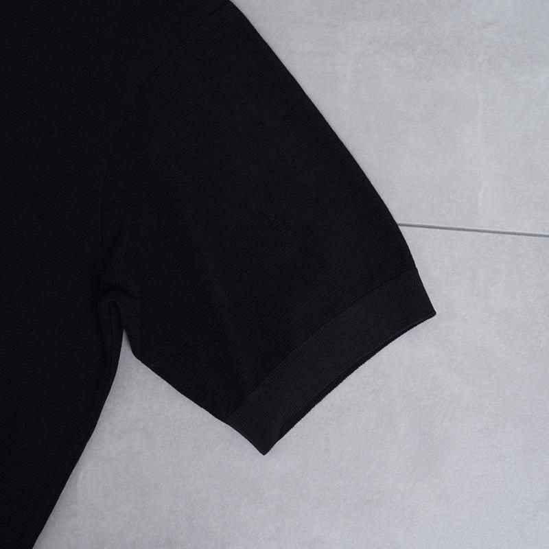 25S/S ULTERIOR ƥꥢ TWISTED COTTON KNIT P/S / BLACK