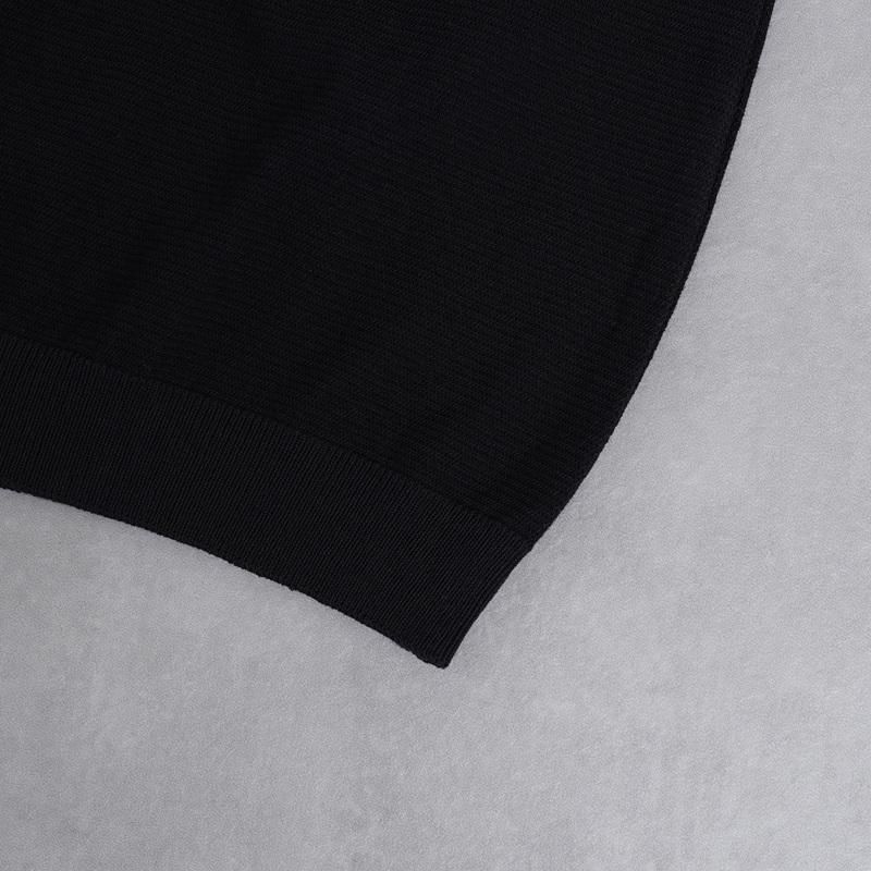25S/S ULTERIOR ƥꥢ TWISTED COTTON KNIT P/S / BLACK