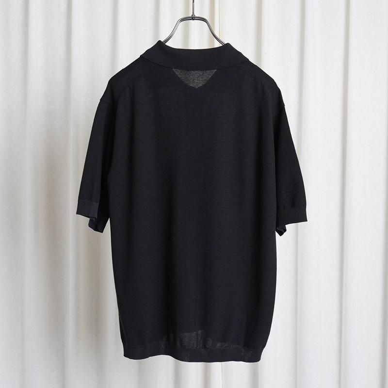 25S/S ULTERIOR ƥꥢ TWISTED COTTON KNIT P/S / BLACK