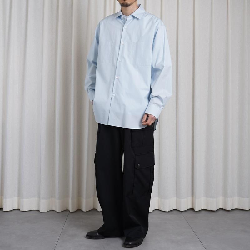 25S/Sۡssstein 奿 OVERSIZED DOWN PAT SHIRT / OFF BLUE