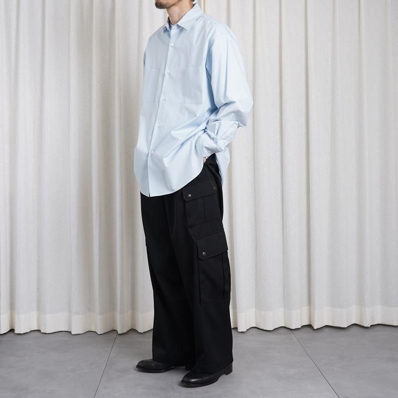 25S/Sۡssstein 奿 OVERSIZED DOWN PAT SHIRT / OFF BLUE