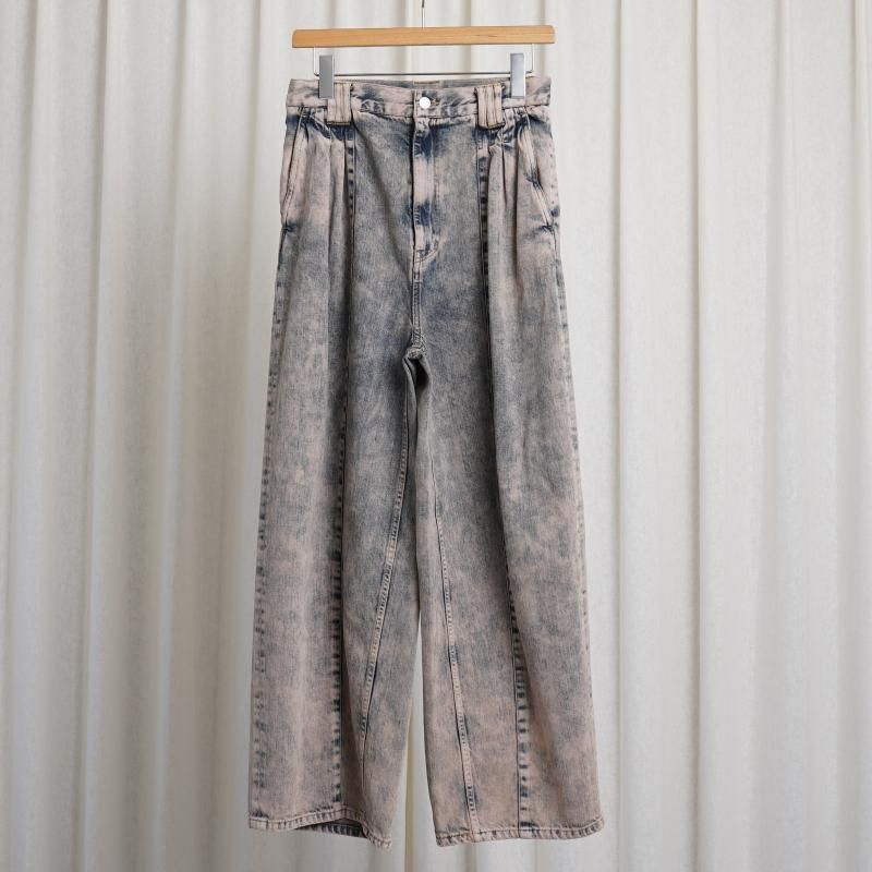 【25S/S】【YOKE ヨーク】BLEACHE&OVER DYE DENIM WIDE-LEG BUGGY PANTS / PINK