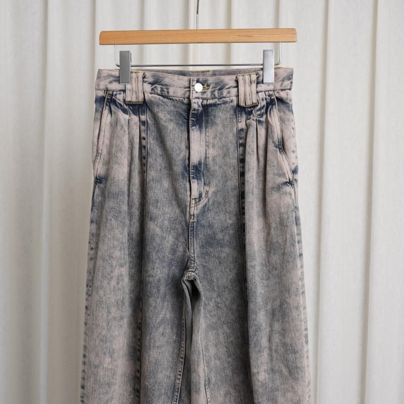 25S/SۡYOKE  衼BLEACHE&OVER DYE DENIM WIDE-LEG BUGGY PANTS / PINK