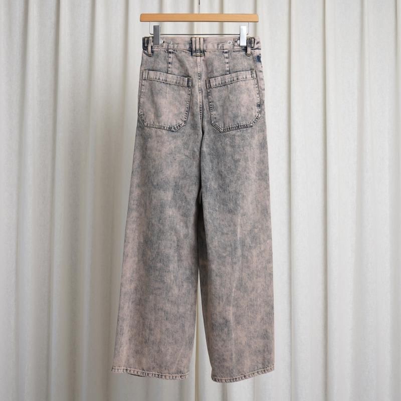 25S/SۡYOKE  衼BLEACHE&OVER DYE DENIM WIDE-LEG BUGGY PANTS / PINK