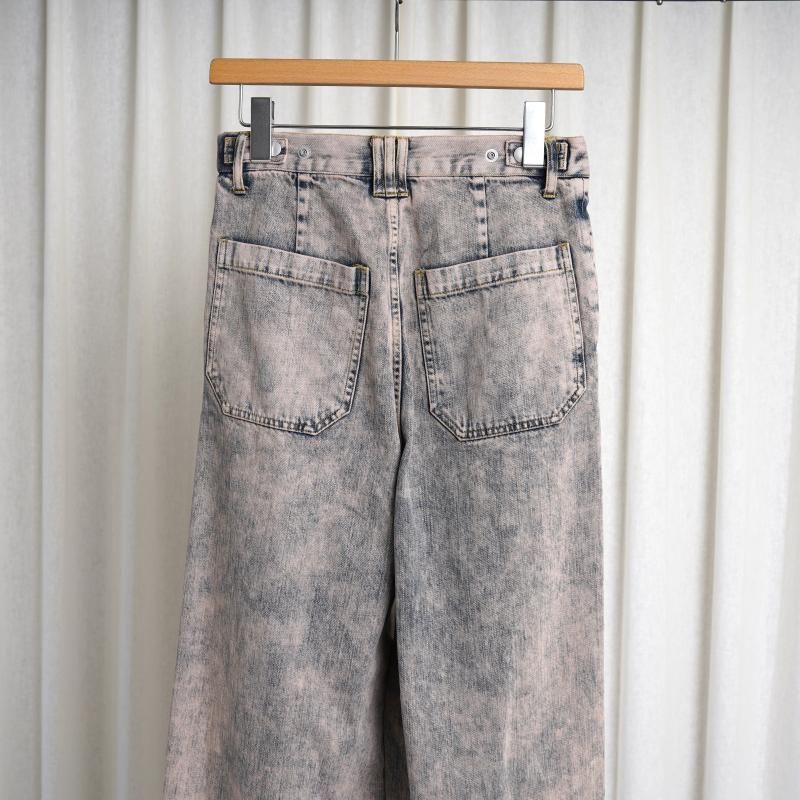 25S/SۡYOKE  衼BLEACHE&OVER DYE DENIM WIDE-LEG BUGGY PANTS / PINK