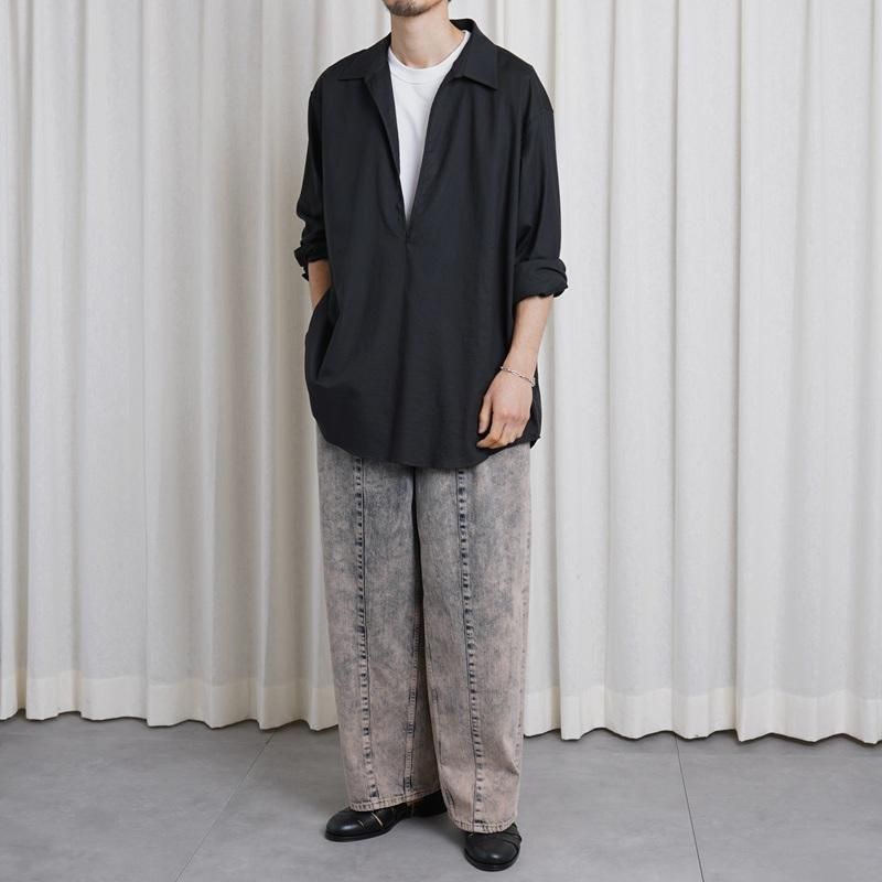 25S/SۡYOKE  衼BLEACHE&OVER DYE DENIM WIDE-LEG BUGGY PANTS / PINK