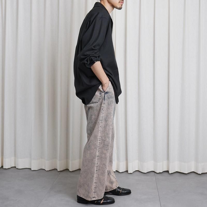 25S/SۡYOKE  衼BLEACHE&OVER DYE DENIM WIDE-LEG BUGGY PANTS / PINK