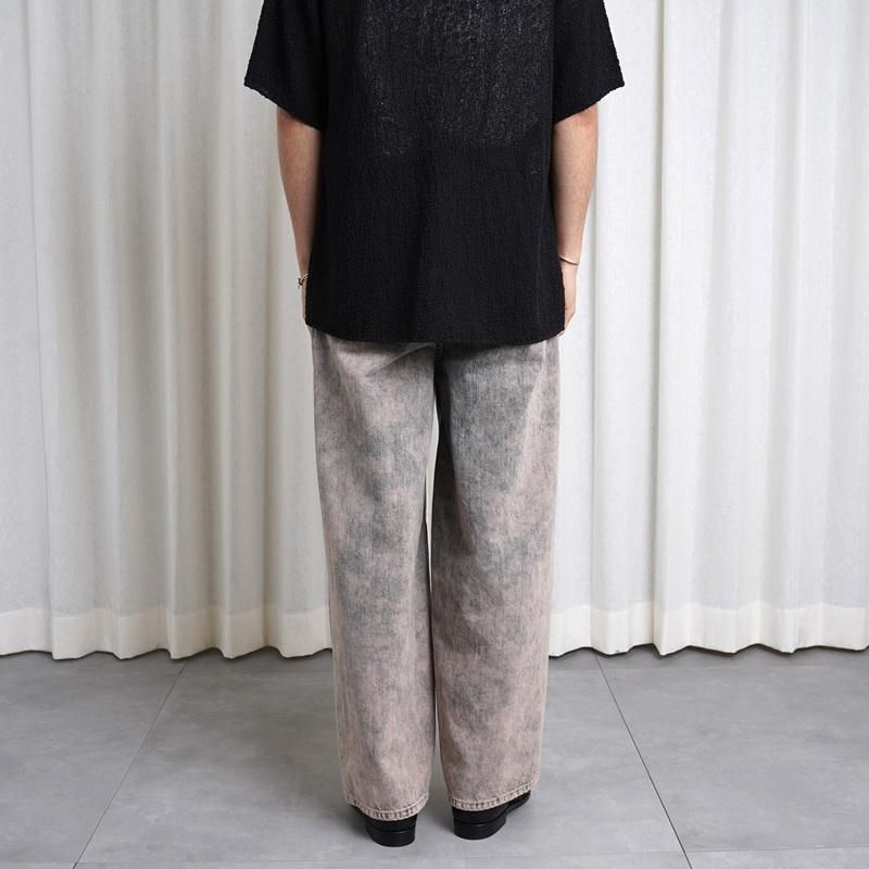 25S/SۡYOKE  衼BLEACHE&OVER DYE DENIM WIDE-LEG BUGGY PANTS / PINK