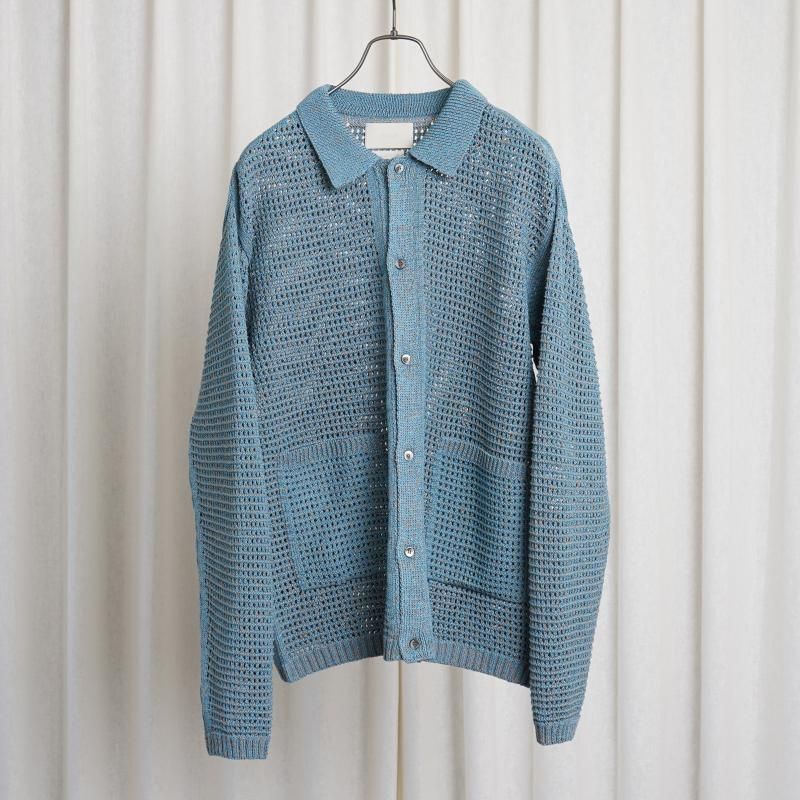 25S/SۡYOKE 衼 MESH KNITTED SHIRT CARDIGAN /  BLUE


