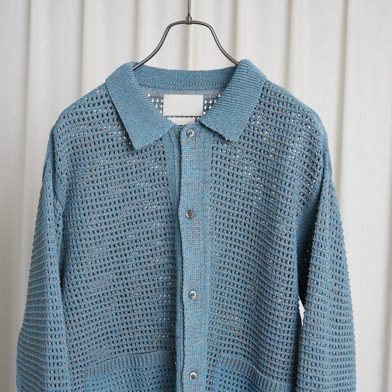 25S/SۡYOKE 衼 MESH KNITTED SHIRT CARDIGAN /  BLUE


