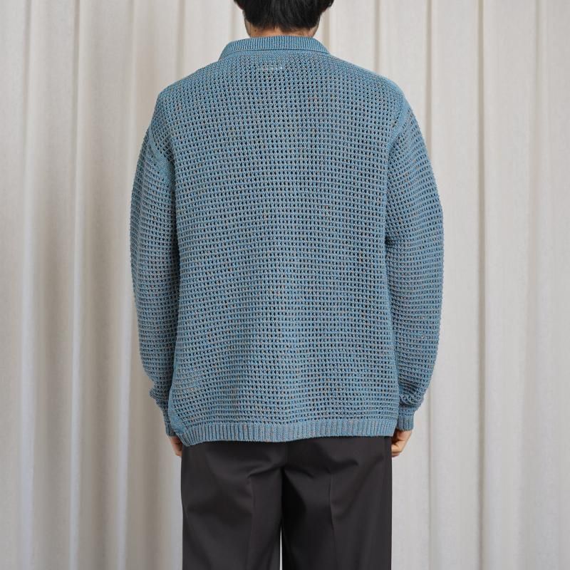 25S/SۡYOKE 衼 MESH KNITTED SHIRT CARDIGAN /  BLUE


