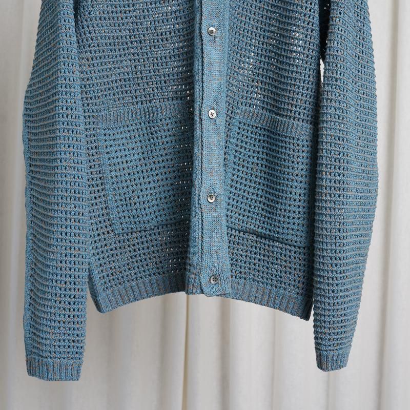 25S/SۡYOKE 衼 MESH KNITTED SHIRT CARDIGAN /  BLUE


