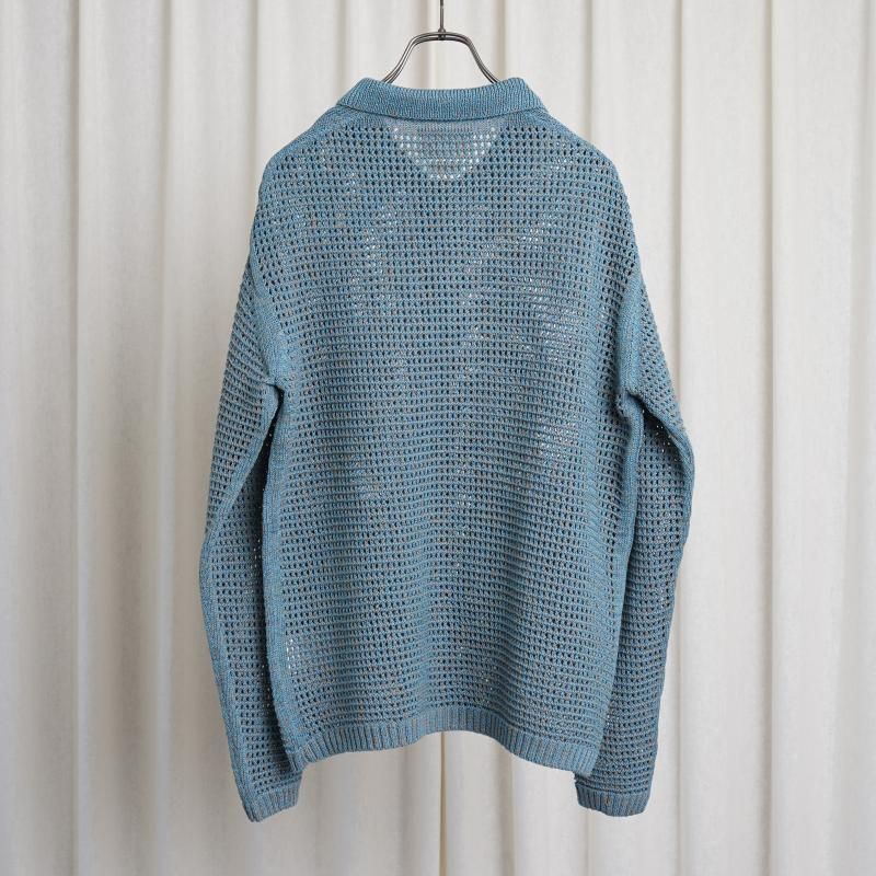 25S/SۡYOKE 衼 MESH KNITTED SHIRT CARDIGAN /  BLUE


